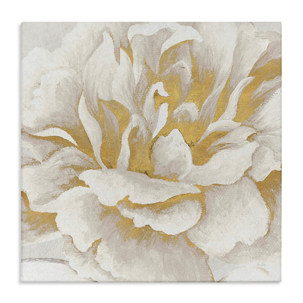 Stupell Industries Gold & White Flower Canvas Wall Art Design by Elizabeth Medley